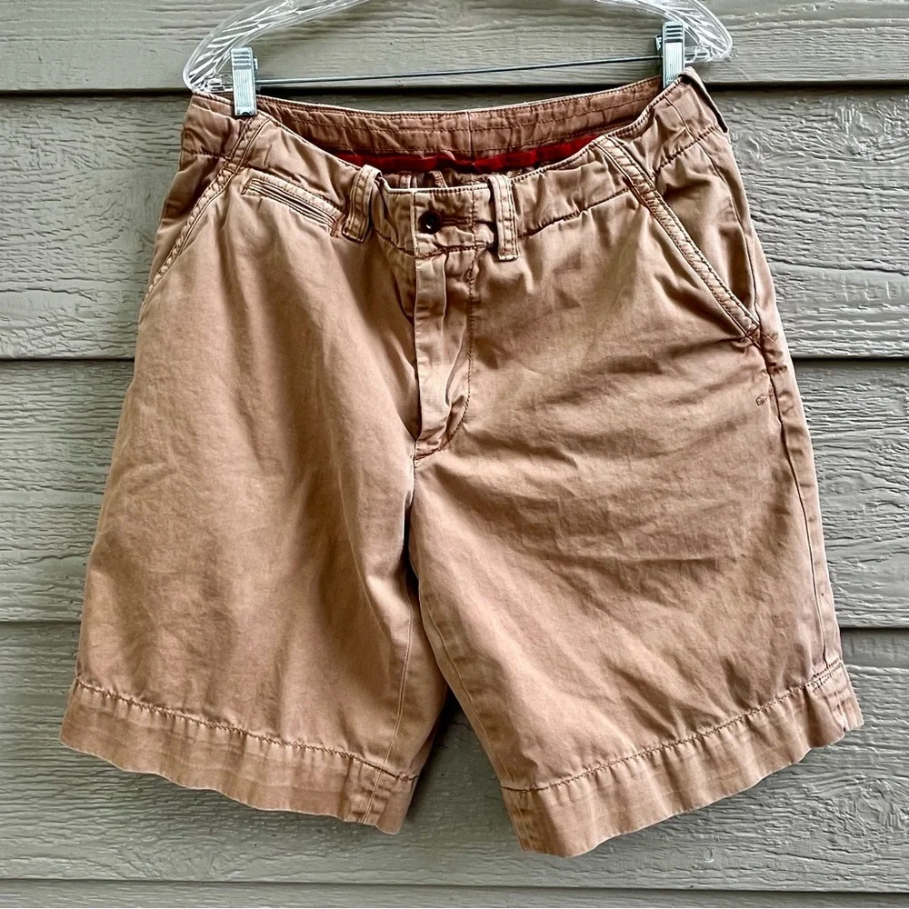 Vintage Polo By Ralph Lauren Shorts Mens 32x10 Khaki‎ Cargo Flat Front Cotton
